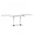 Table a manger avec 2 allonges - Acier inoxydable et blance - L 120/200 x P 80 x H 75 cm - BRONXY