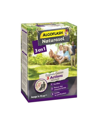 ALGOFLASH NATURASOL Engrais gazon 3 actions Naturanid - 3 kg