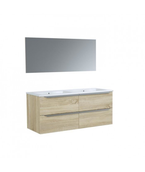 Ensemble meuble de de salle de bain L 120 - 4 tiroirs + Vasque céramique + miroir - ZOOM