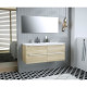 Ensemble meuble de de salle de bain L 120 - 4 tiroirs + Vasque céramique + miroir - ZOOM