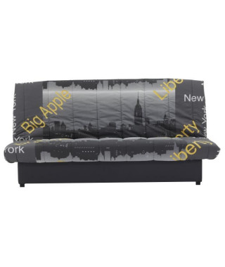 MILA Banquette clic clac 3 places - Motif New York jaune - Contemporain - L 190 x P92 cm