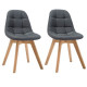 ANYA Lot de 2 chaises de salle a manger - Style scandinave - Tissu gris foncé - L 44 x P 50 x H 84 cm