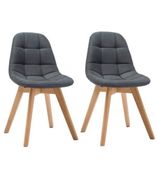 ANYA Lot de 2 chaises de salle a manger - Style scandinave - Tissu gris foncé - L 44 x P 50 x H 84 cm