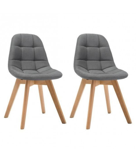 ANYA Lot de 2 chaises de salle a manger - Style scandinave - Tissu gris - L 44 x P 50 x H 84 cm