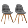 ANYA Lot de 2 chaises de salle a manger - Style scandinave - Tissu gris - L 44 x P 50 x H 84 cm