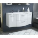Meuble salle de bain L 120 cm - 2 tiroirs 2 portes + Vasque - Blanc - ONDE