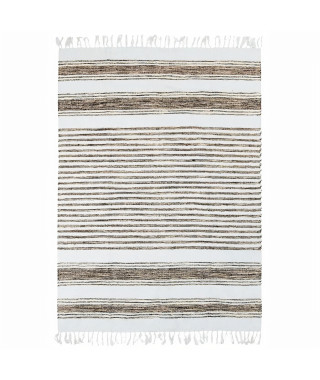 Tapis Terra - 120 x 170 cm - Lignes sable et blanc