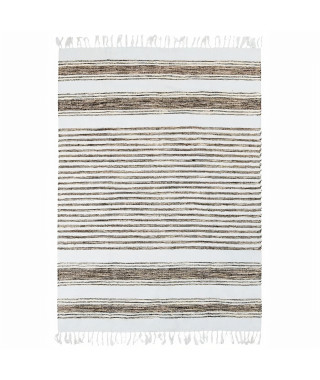 Tapis Terra - 120 x 170 cm - Lignes sable et blanc