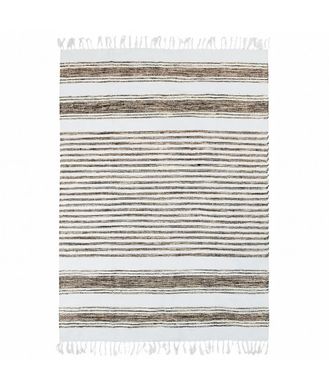 Tapis Terra - 120 x 170 cm - Lignes sable et blanc