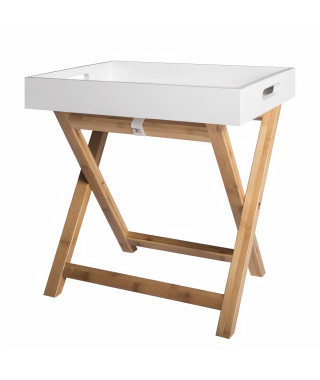 EASY Table d'appoint avec plateau amovible - Blanc - L 40 x P 30 x H 42 cm