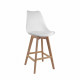 BJORN Lot de 4 Tabourets - Pieds en Hetre - Simili blanc - L 49 x P 59 x H 101