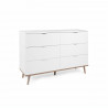 Commode 6 tiroirs - Décor chene sonoma Blanc - L 120 x P 86,5 x H 40 cm - GOTEBORG