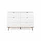 Commode 6 tiroirs - Décor chene sonoma Blanc - L 120 x P 86,5 x H 40 cm - GOTEBORG