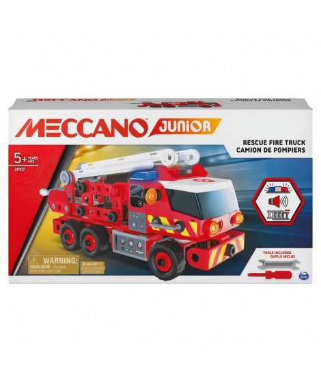 MECCANO - CAMION DE POMPIERS a construire Meccano Junior - 6056415 - Jeu de construction avec effets sonores et lumineux