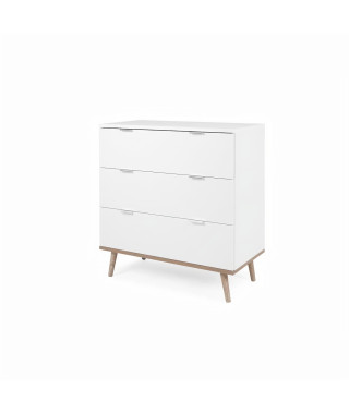 Commode 3 tiroirs - Décor chene sonoma Blanc - L 79,8 x P 40 x H 86,5 cm - GOTEBORG