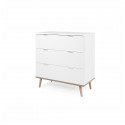 Commode 3 tiroirs - Décor chene sonoma Blanc - L 79,8 x P 40 x H 86,5 cm - GOTEBORG