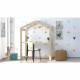 Bureau cabane enfant en pin massif - Plateau réglable en 3 positions - L120xL50xH151,3cm - YOYO