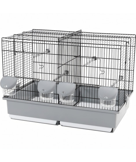 ZOLUX Cage élevage pour oiseaux - L 57 x P 31 x H 41 cm - Noir et gris