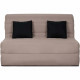 Banquette BZ Dunlopillo - Tissu Taupe + 2 coussins noir - L 140 x P 99 x H 98 cm ALICE