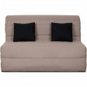 Banquette BZ Dunlopillo - Tissu Taupe + 2 coussins noir - L 140 x P 99 x H 98 cm ALICE