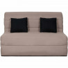 Banquette BZ Dunlopillo - Tissu Taupe + 2 coussins noir - L 140 x P 99 x H 98 cm ALICE