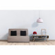 Banquette BZ Dunlopillo - Tissu Taupe + 2 coussins noir - L 140 x P 99 x H 98 cm ALICE