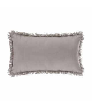 Coussin déhoussable avec contour frange - 30 x 50 cm - Gris Clair