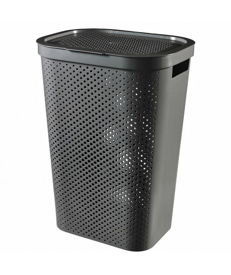 CURVER Coffre a linge 60L Infinity Dots - Plastique recyclé - Gris