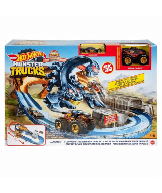 HOT WHEELS Monster Trucks Scorpion - Circuit Motorisé 80 cm - 2 véhicules inclus