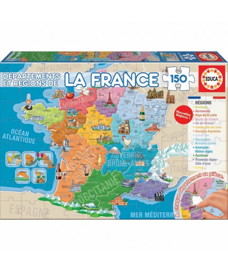 EDUCA Puzzle 150 Pieces - Départements et Régions de France