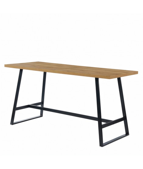 YBA Table haute 6 personnes - Métal et décor bois - L 200 x P 80 x H 100cm
