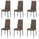 ROKA Lot de 6 chaises - Tissu Chocolat - L 42 x P 54,3 x H 95,2 cm