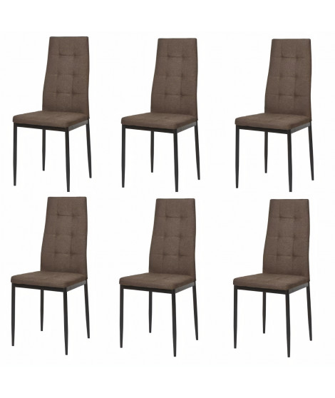 ROKA Lot de 6 chaises - Tissu Chocolat - L 42 x P 54,3 x H 95,2 cm