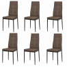 ROKA Lot de 6 chaises - Tissu Chocolat - L 42 x P 54,3 x H 95,2 cm