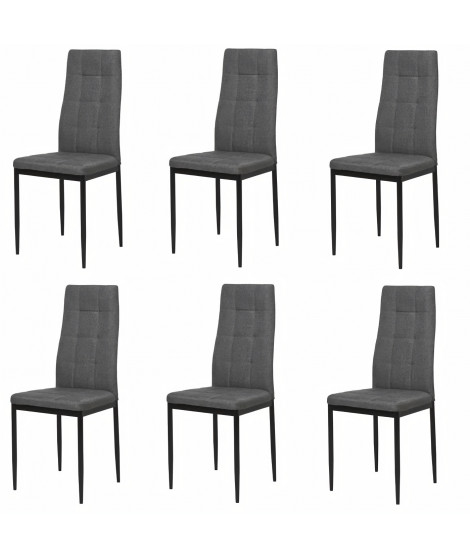 ROKA Lot de 6 chaises - Tissu Gris anthracite - L 42 x P 54,3 x H 95,2 cm