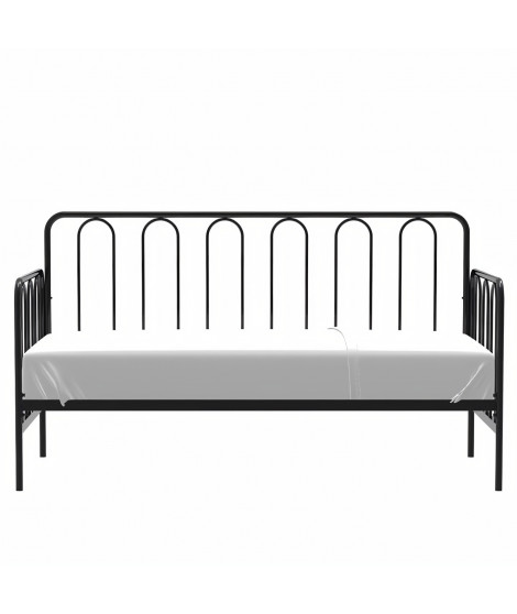 Lit banquette métal 90 x 190 cm /140 x 190 cm - Sommier inclus - Noir - ARCHI