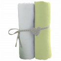 BABYCALIN 2 Draps Housse Bébé Blanc Vert 60 x 120 cm - Jersey - 130gr/m²