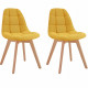 ANYA Lot de 2 chaises de salle a manger - Style scandinave - Tissu Jaune curry - L 44 x P 50 x H 84 cm