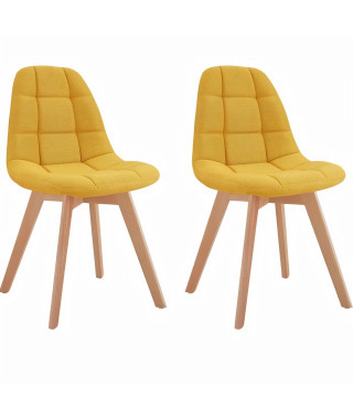 ANYA Lot de 2 chaises de salle a manger - Style scandinave - Tissu Jaune curry - L 44 x P 50 x H 84 cm