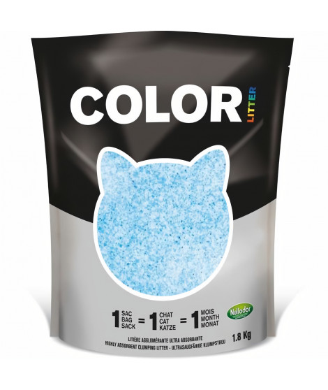 NULLODOR Litiere Color par DEMAVIC - 1,8 kg - Bleu - Pour Chat