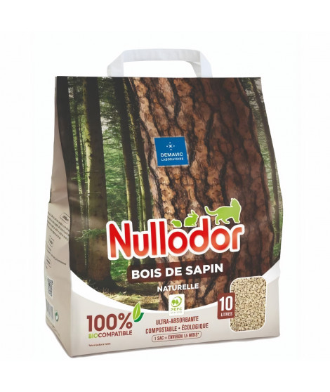 NULLODOR Litiere Bois de sapin par DEMAVIC - 10 L - 4,4 kg