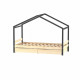 Lit cabane enfant avec tiroirs - Bois pin massif - Naturel et noir - Sommier inclus - 90 x 190 cm - ETOILE