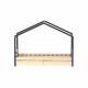 Lit cabane enfant avec tiroirs - Bois pin massif - Naturel et noir - Sommier inclus - 90 x 190 cm - ETOILE