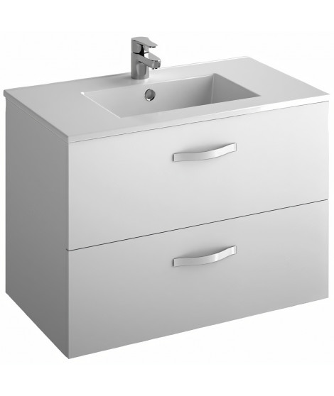 JACOB DELAFON Meuble salle de bain + vasque 2 tiroirs - Mélaminé Blanc - L 80cm - OLA