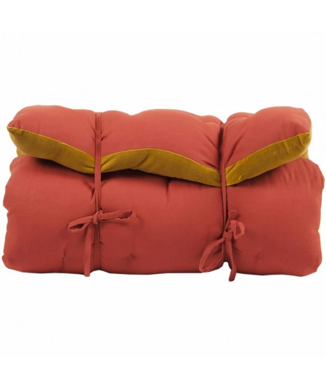 COTTON WOOD Futon Coton velours - 60x120x5 cm - Terracotta, jaune moutarde