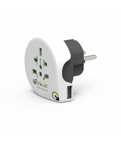 CHACON Adaptateur de voyage - Prise + USB - World to Europe