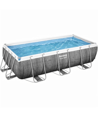 BESTWAY Piscine hors sol Power Steel - Motif rotin - 404 x 201 x 100 cm