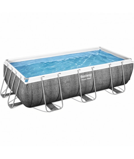 BESTWAY Piscine hors sol Power Steel - Motif rotin - 404 x 201 x 100 cm