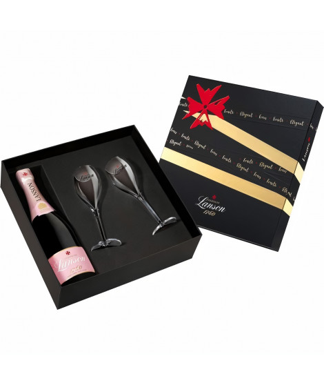 Champagne Lanson Label Rosé + 2 flûtes