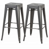 Lot de 2 tabourets industriel en métal - Gris - L 30,5 x P 30,5 x H 77 cm - JAKE